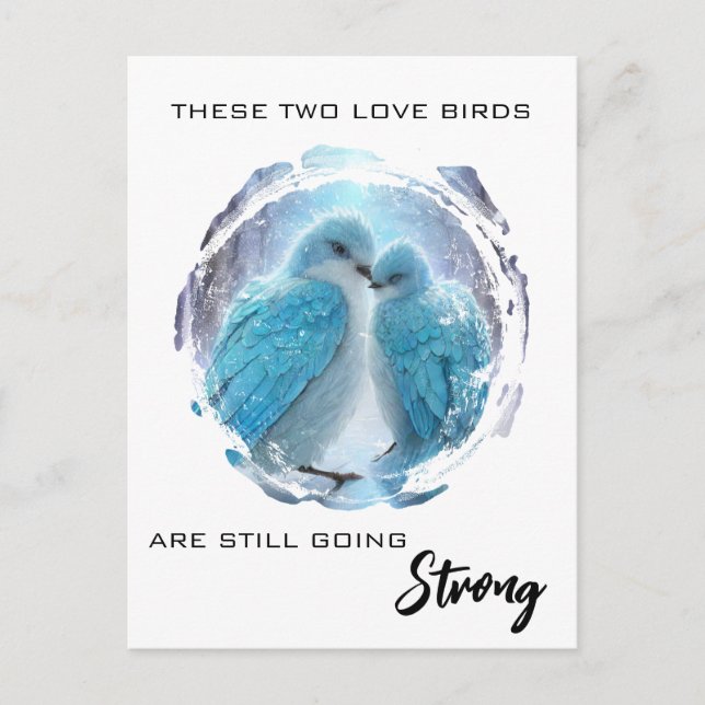 Postal *~* Aniversario de arte Amantes Invierno de Aves A (Anverso)