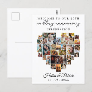 Postal Aniversario de Boda Corazón Colaje de Fotos Modern