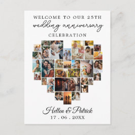 Postal Aniversario de Boda Corazón Colaje de Fotos Modern