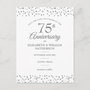 Postal Aniversario de Bodas de 75 Años Corazones de Amor