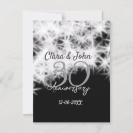 Postal Aniversario de bodas de plata gris negro 30º con b