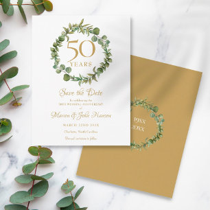 Postal Aniversario de bodas número 50 Save the Date Verdo