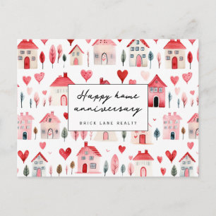 Postal Aniversario de Hogar Casas Acuarela Corazón