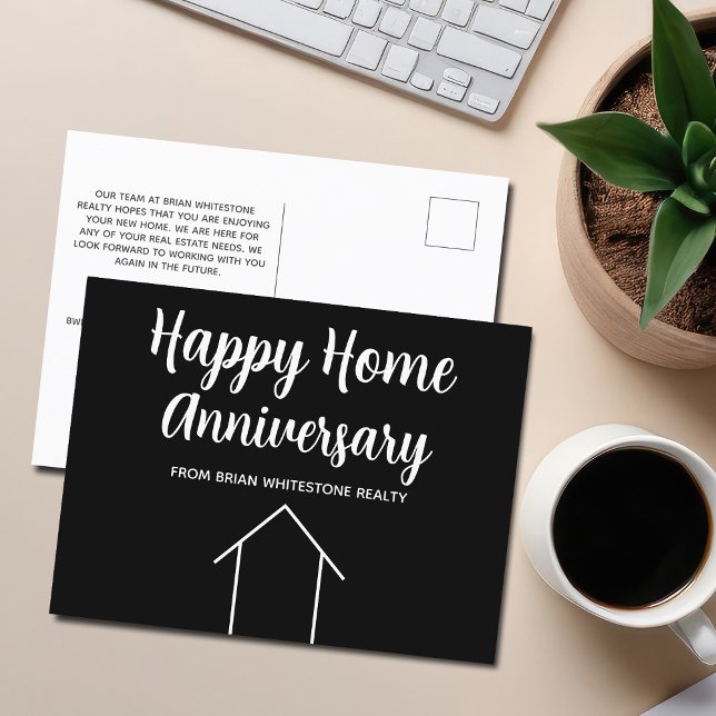 Postal Aniversario de Hogar Feliz Inmobiliaria Blanco y N (Subido por el creador)