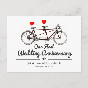 Postal Aniversario de la boda personalizada de la Bicicle
