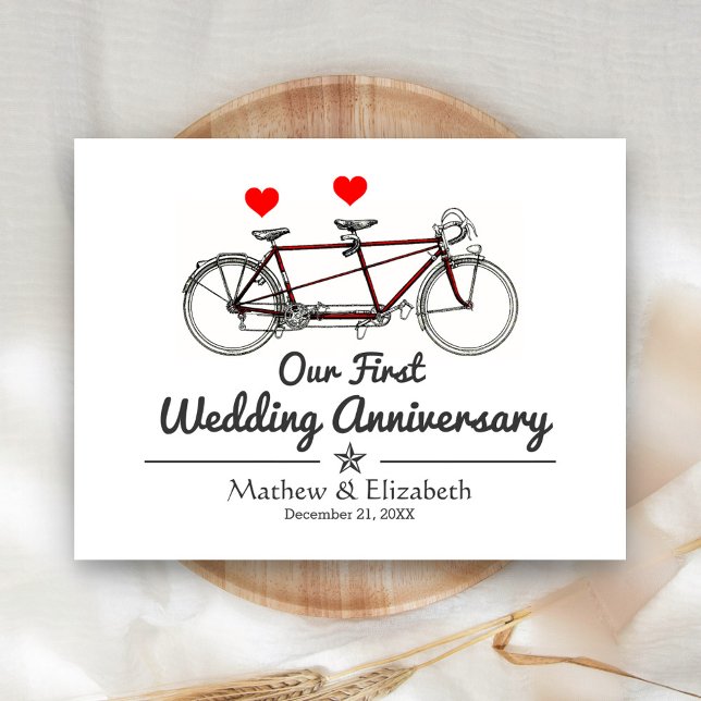 Postal Aniversario de la boda personalizada de la Bicicle (Subido por el creador)