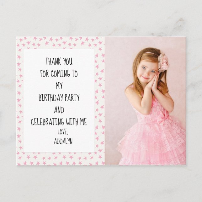 Postal Aniversario de las estrellas rosas y blancas graci (Anverso)