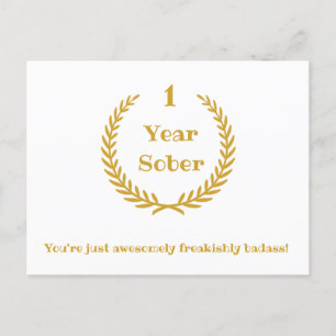 Postal Aniversario de sobriedad con postal, año personali