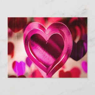 Postal Aniversario del Día de San Valentín rosa del coraz