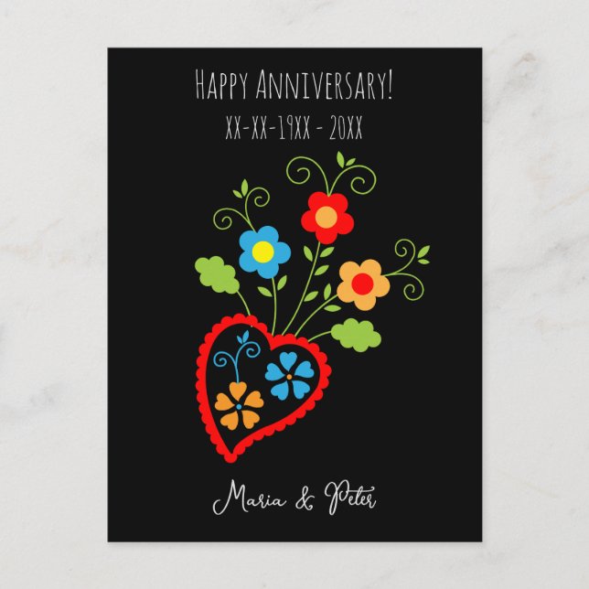 Postal Aniversario del florecimiento del boda en portugué (Anverso)