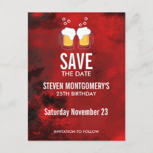 Postal Aniversario del Resumen Rojo Moderno Salven La Fec