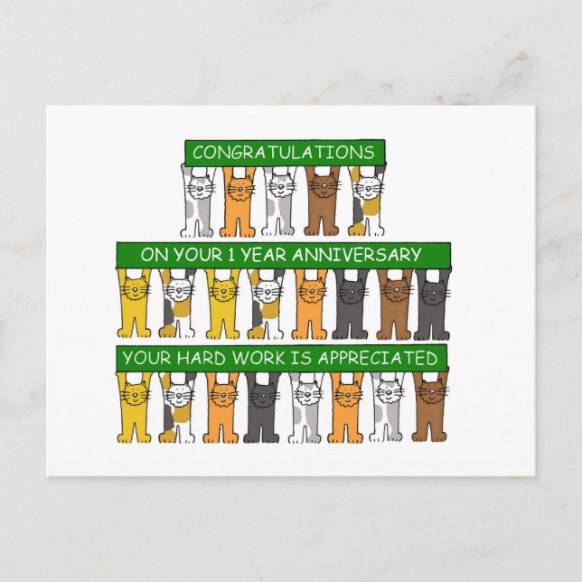Postal Aniversario del trabajo de un año para el empleado (Anverso)