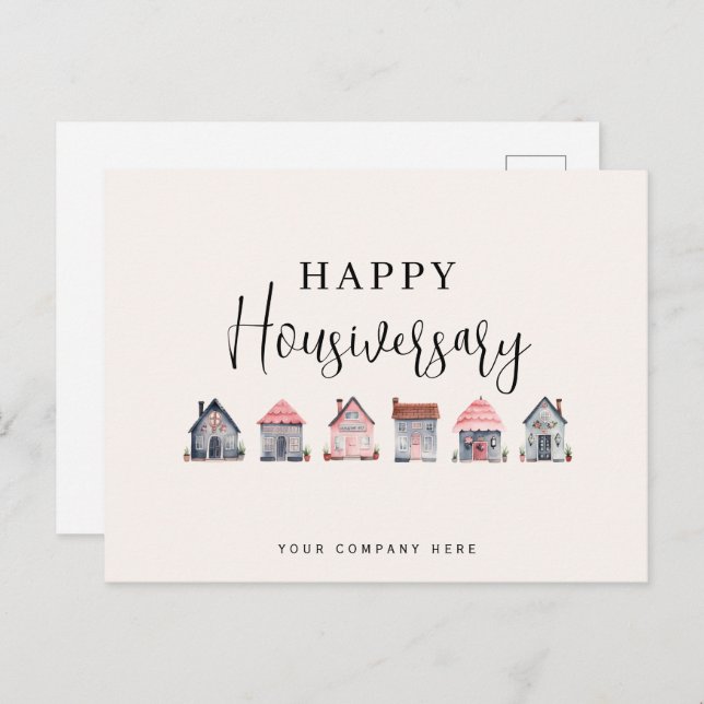 Postal Aniversario Feliz de Casa Inmobiliaria (Anverso / Reverso)