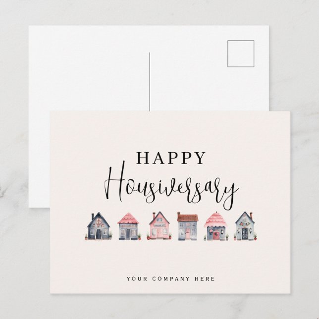 Postal Aniversario Feliz de Hogar Inmobiliaria (Anverso / Reverso)