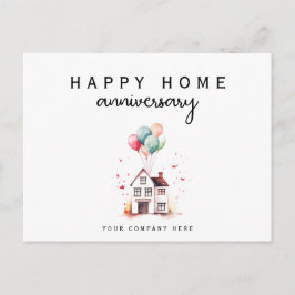 Postal Aniversario Feliz Hogar Acuarela Casa Inmobiliaria