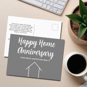 Postal Aniversario Feliz Hogar de Bienes Raíces Gris Pers