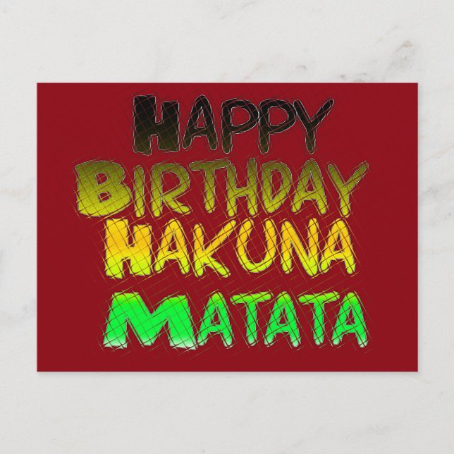 Postal Aniversario feliz lindo Hakunamatata Arte Inspirad (Anverso)