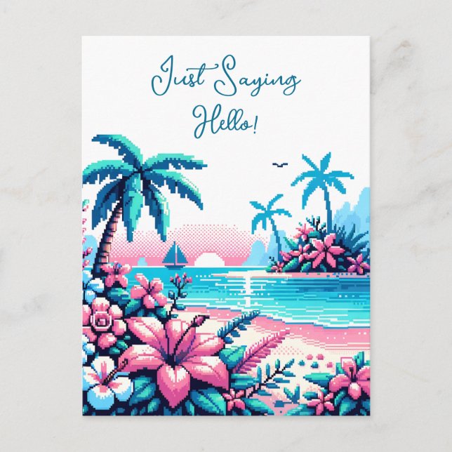 Postal Aniversario feliz | Pixel Art Ocean (Anverso)