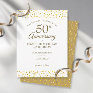 Postal Aniversario número 50 Golden Love Hearts Save the 
