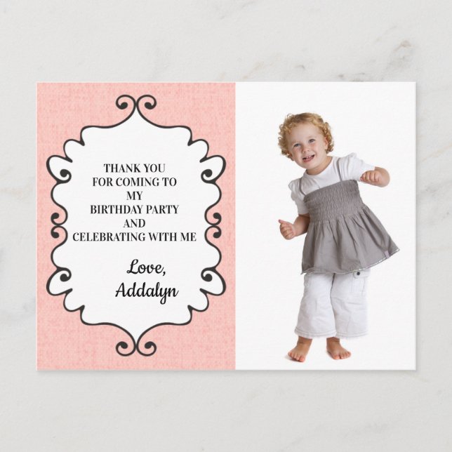 Postal Aniversario rosa y blanco gracias (Anverso)