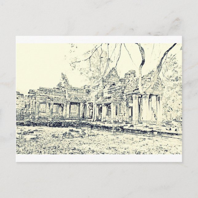 Postal Ankor Wat Sketch (Anverso)