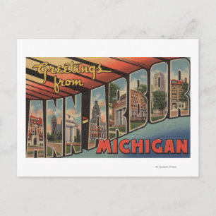 Postal Ann Arbor, Michigan - Escenas de letras grandes