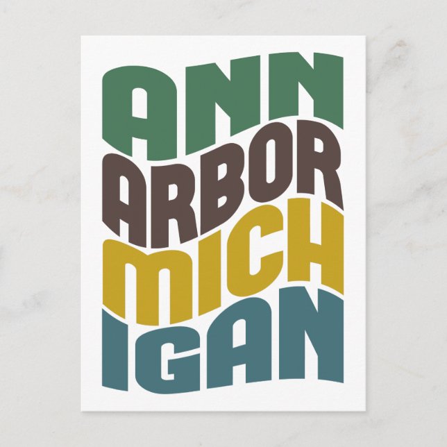 Postal Ann Arbor Michigan Retro Wave (Anverso)