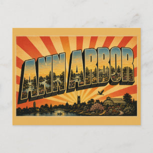Postal Ann Arbor Michigan Río Huron Arboreto Arte
