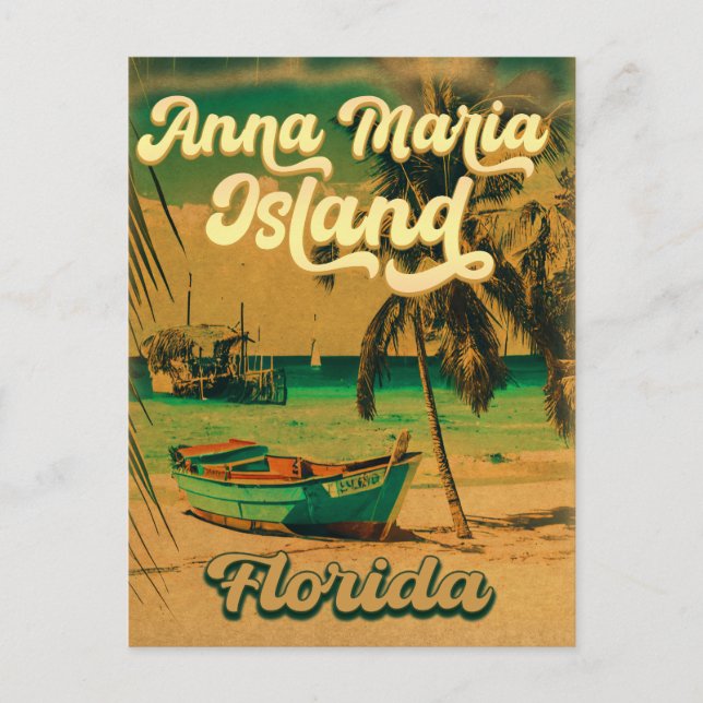 Postal Anna Maria isla Florida Beach Retro Souvenir años  (Anverso)