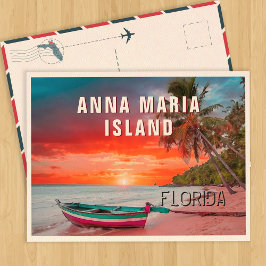 Postal Anna Maria Island Florida Palm Tree Beach Vintage