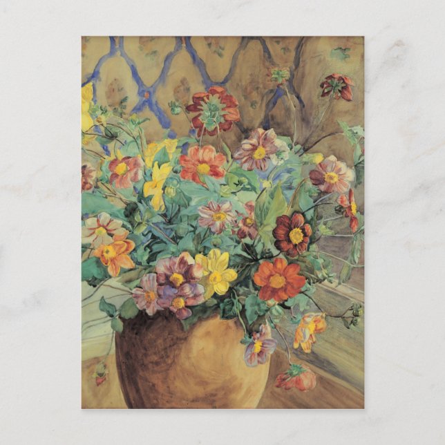 Postal Anna Syberg: Rama de cosecha de manzanas en flor (Anverso)