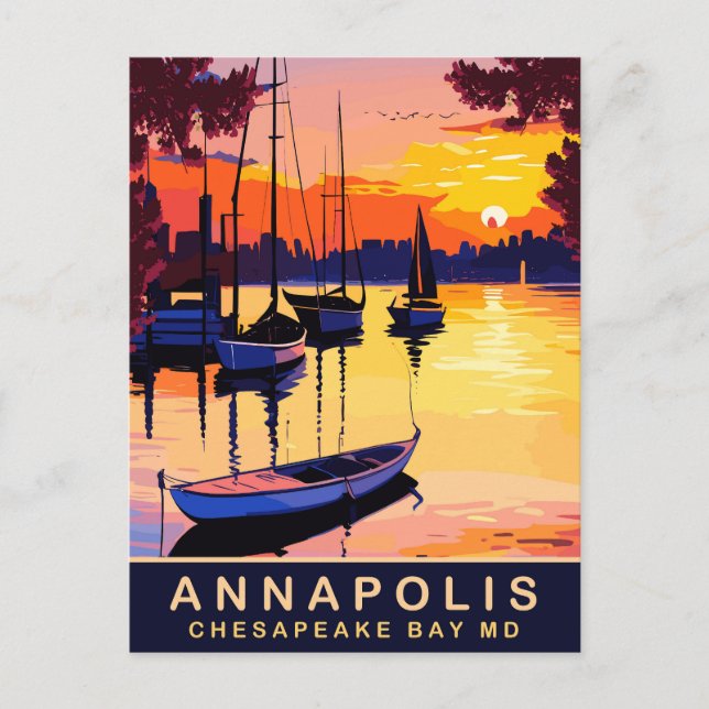 Postal Annapolis, Bahía de Chesepeake, Maryland, Viajes (Anverso)