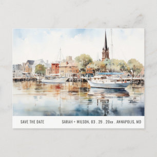 Postal Annapolis Maryland MD Sea Watercolor Save The Date