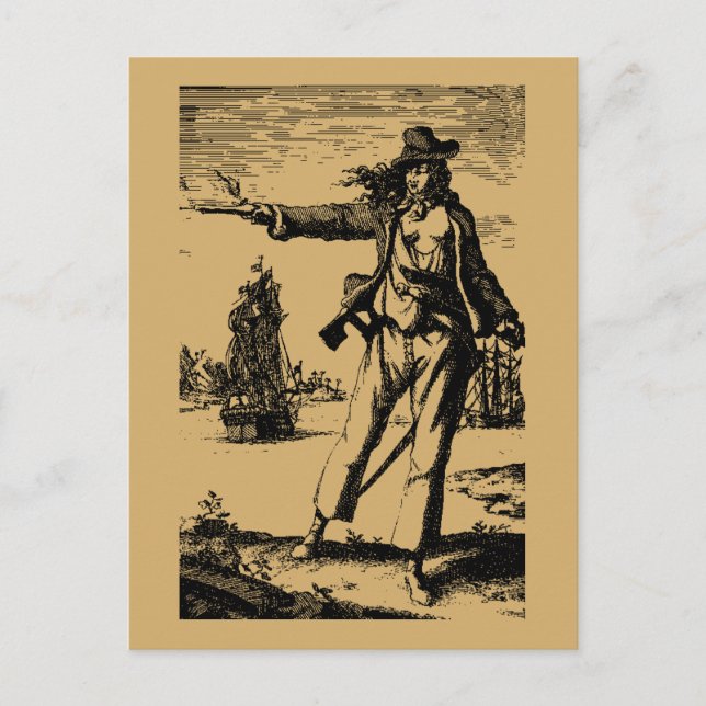 Postal Anne Bonny, una pirata de vintage (Anverso)