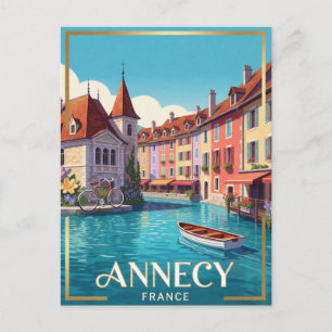 Postal Annecy Francia Viaje Histórico
