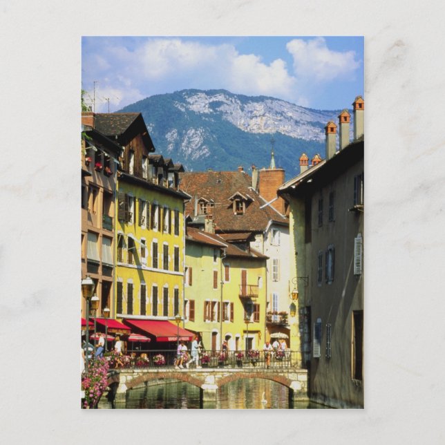 Postal Annecy y Alpes en verano, Saboya, Francia (Anverso)