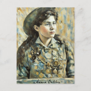 Postal Annie Oakley tiradora femenina arte de vaquera de