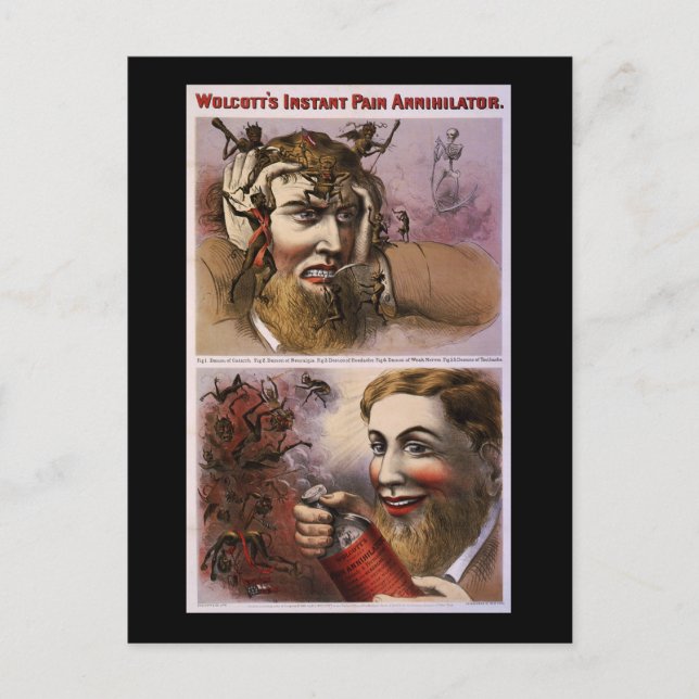 Postal Anniquilador instantáneo del dolor de Wolcott (Anverso)