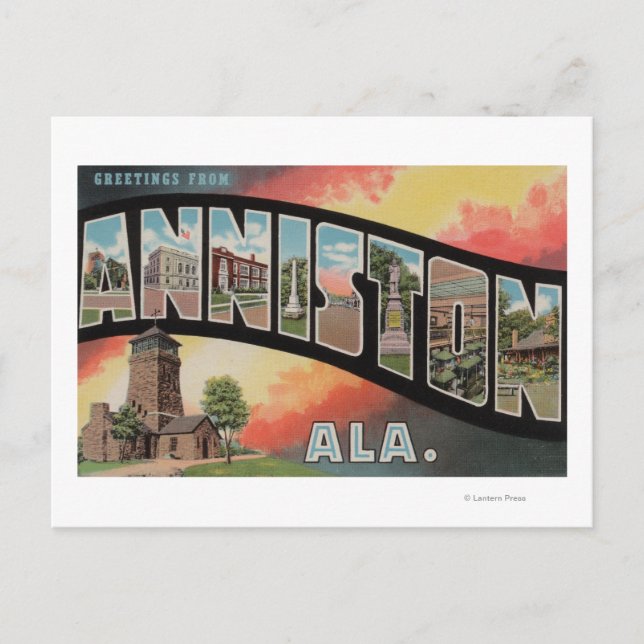 Postal Anniston, Alabama - Escenas de letras grandes (Anverso)