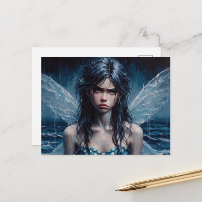 Postal Annoyed Fairy Rainy Ocean Trip (Anverso/Reverso In Situ)