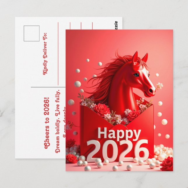 Postal Año del caballo 2026 (Anverso / Reverso)
