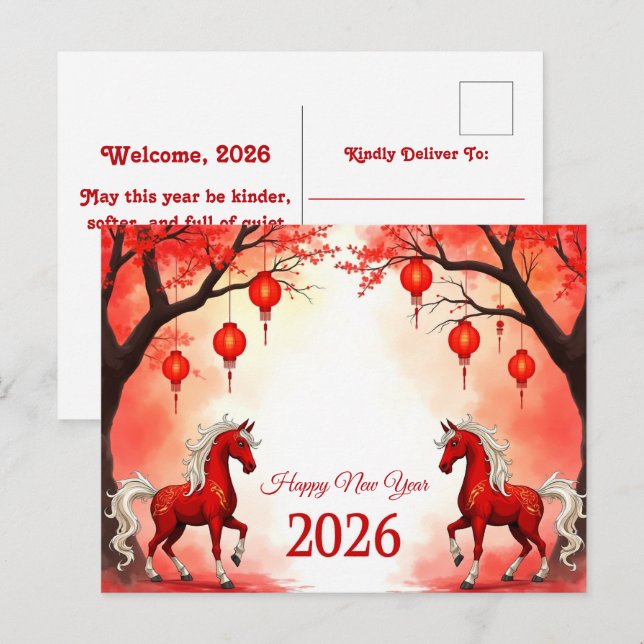 Postal Año del caballo 2026 (Anverso / Reverso)