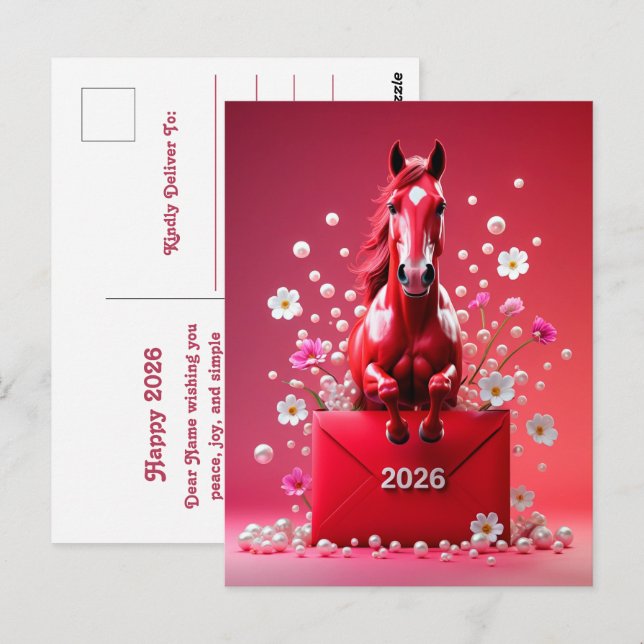 Postal Año del caballo 2026 (Anverso / Reverso)