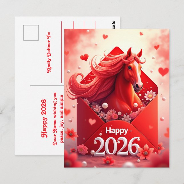 Postal Año del caballo 2026 (Anverso / Reverso)