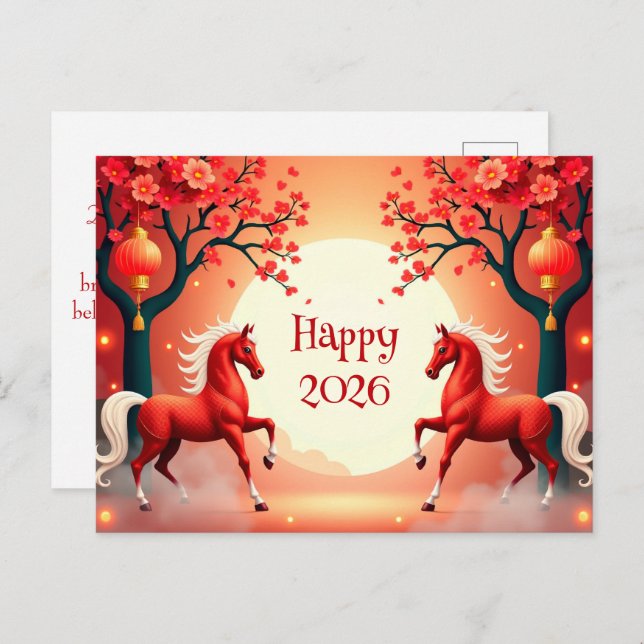 Postal Año del caballo 2026 (Anverso / Reverso)