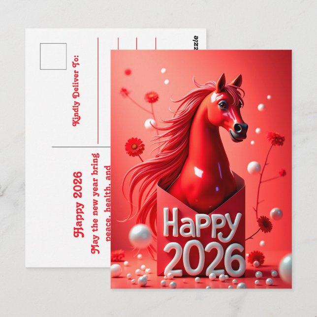 Postal Año del caballo 2026 (Anverso / Reverso)