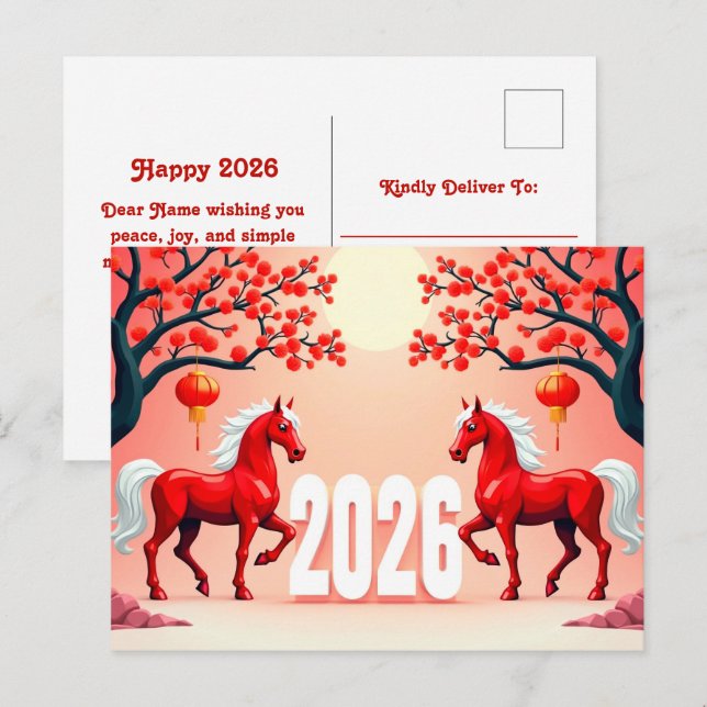 Postal Año del caballo 2026 (Anverso / Reverso)