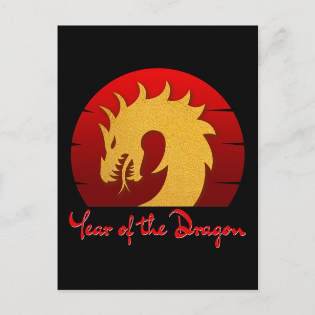 POSTAL AÑO DEL DRAGÓN ORO ROJO (Anverso)