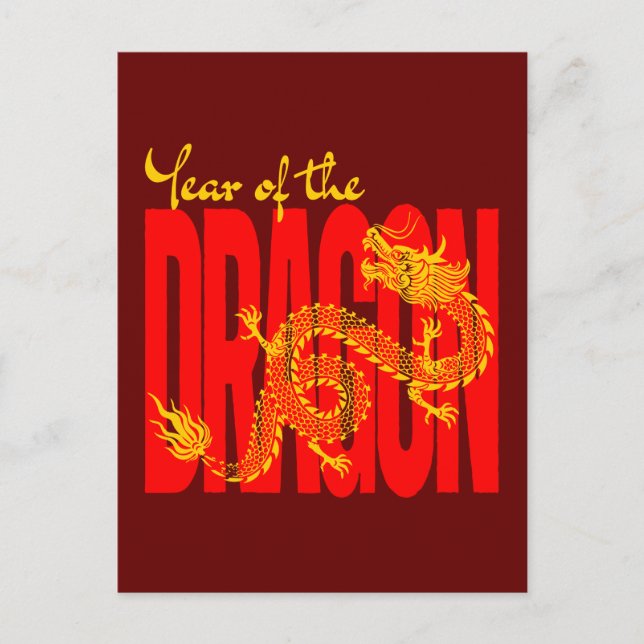 Postal Año del Dragón Rojo Oro (Anverso)