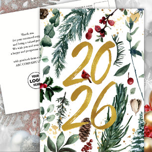 Postal Año Nuevo 2023 Festive Pine Bough Gold